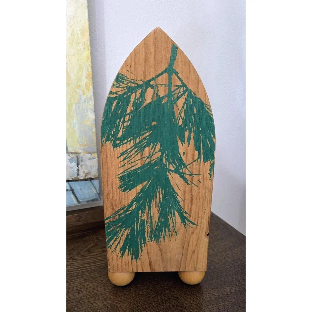 Wooden Clock Handcrafted Alan Buss Chickadee‎ Pine Bough Handcrafted Handpainted
