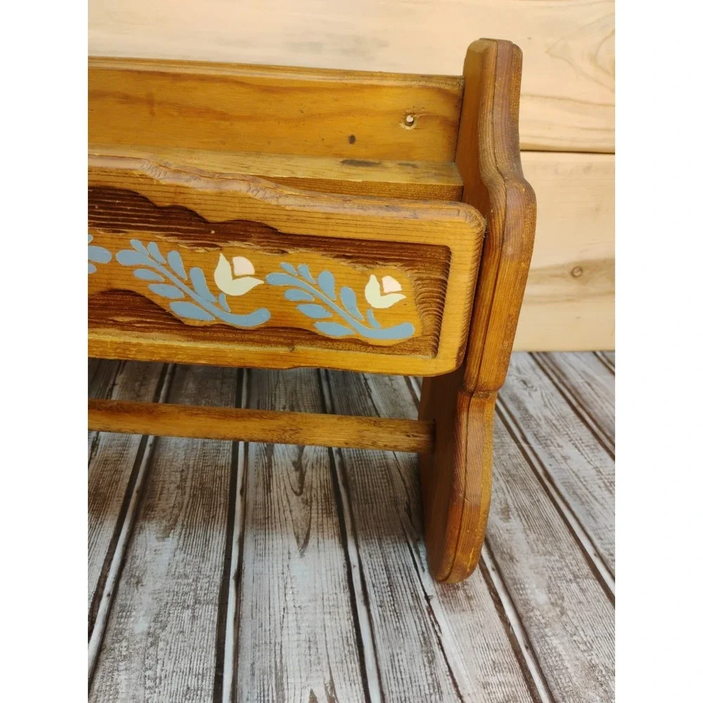 Wooden Wall Mount Shelf Paper Towel Holder Kitchen Folk Cottage Country Vtg