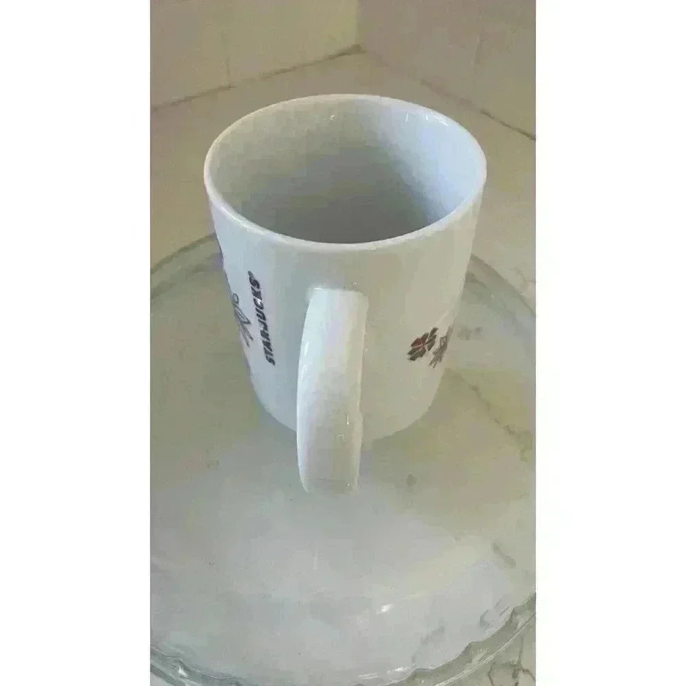 Starbucks Holiday Coffee Mug Cup 12 fl oz Red Gold Snowflake Star Christmas