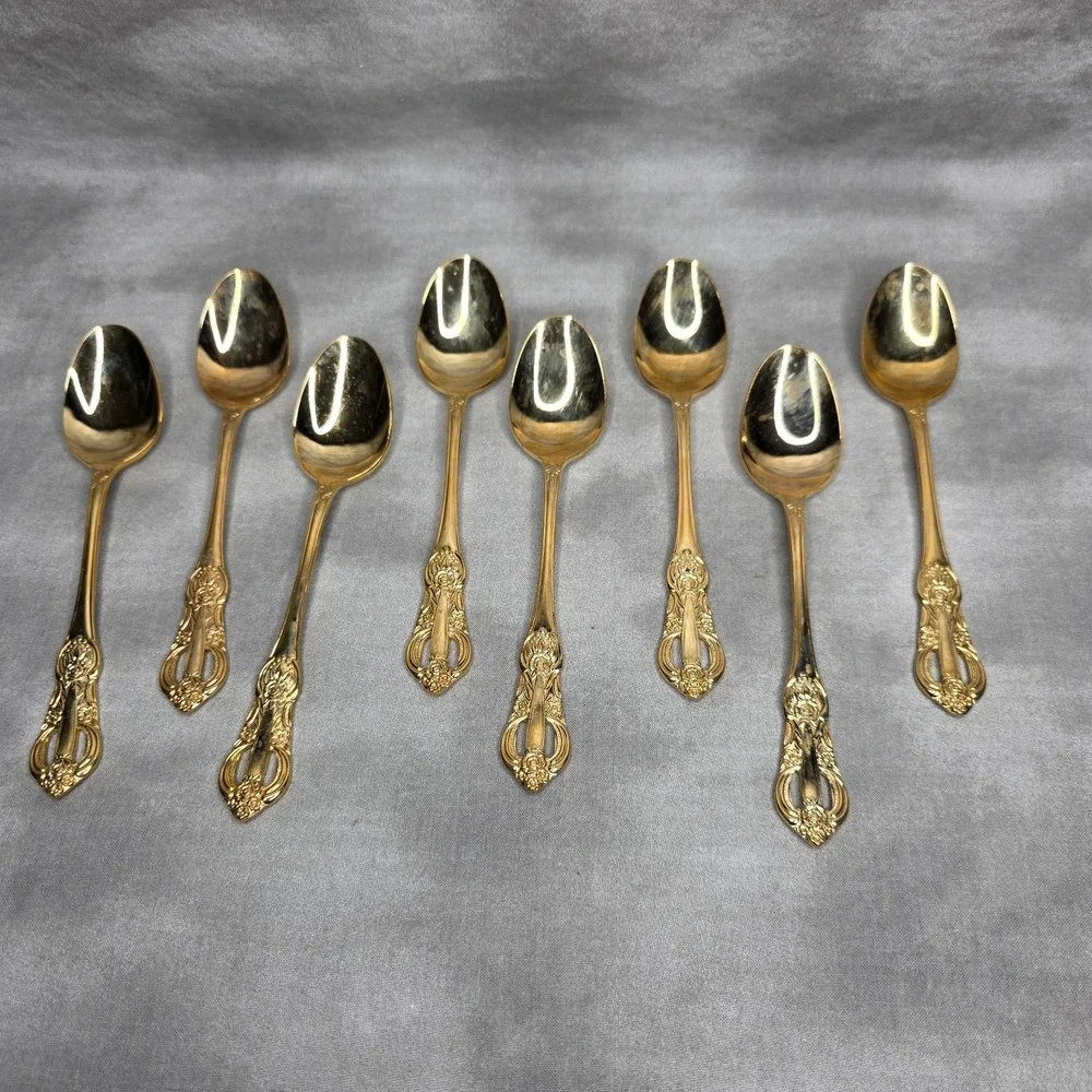 (X8) Hanford Forge Princeton Gold Electroplate Teaspoons 6 5/8