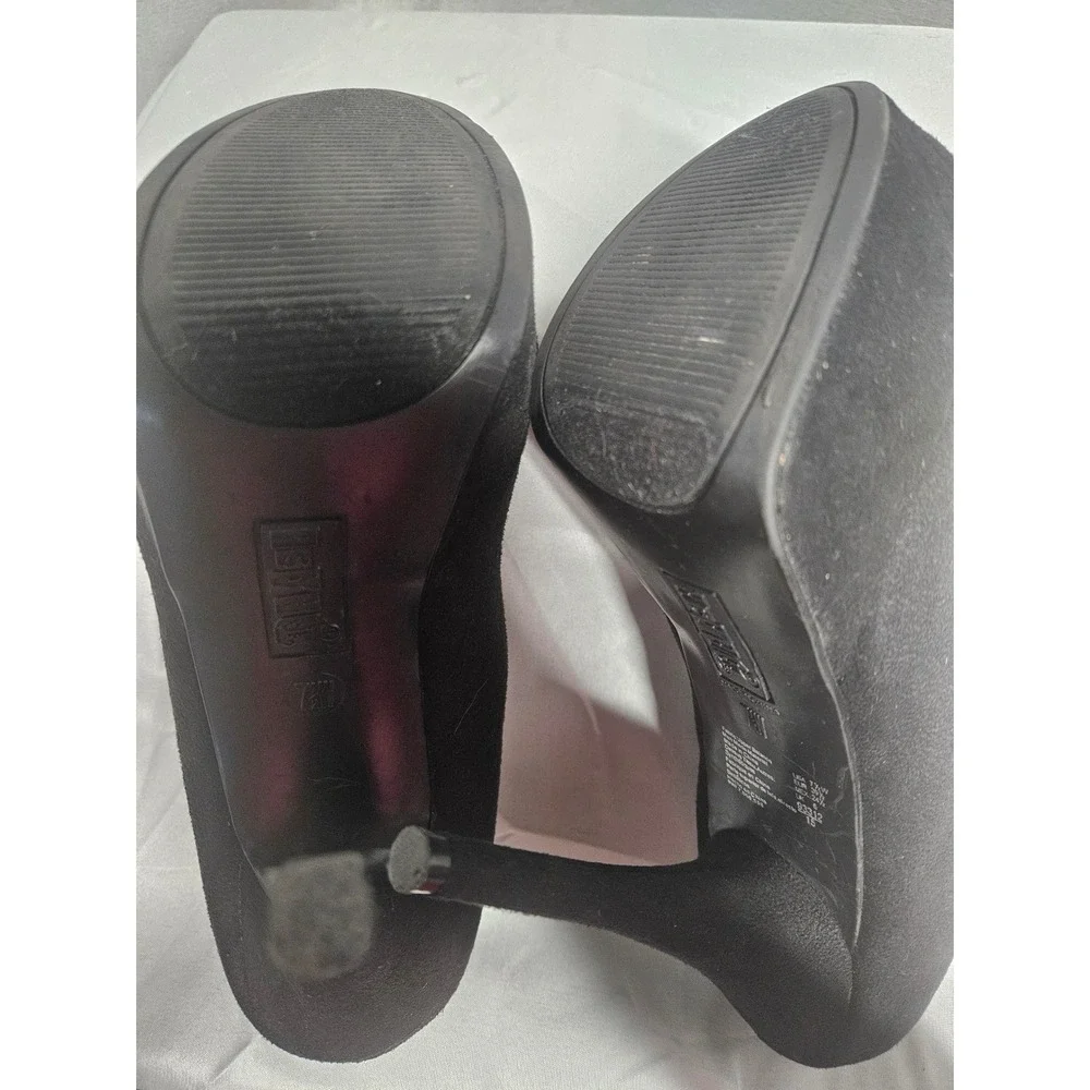 Brash Womens Black Faux Suede Platform Stiletto Pumps Round Toe Heels Size 7.5W