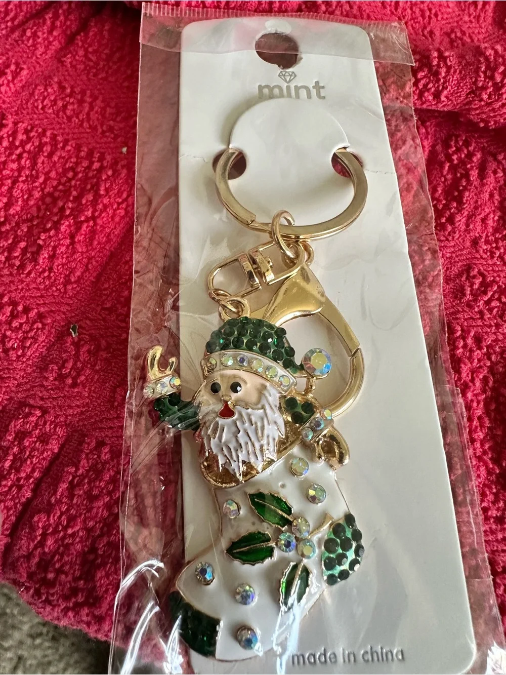 Santa claus green enamel accents