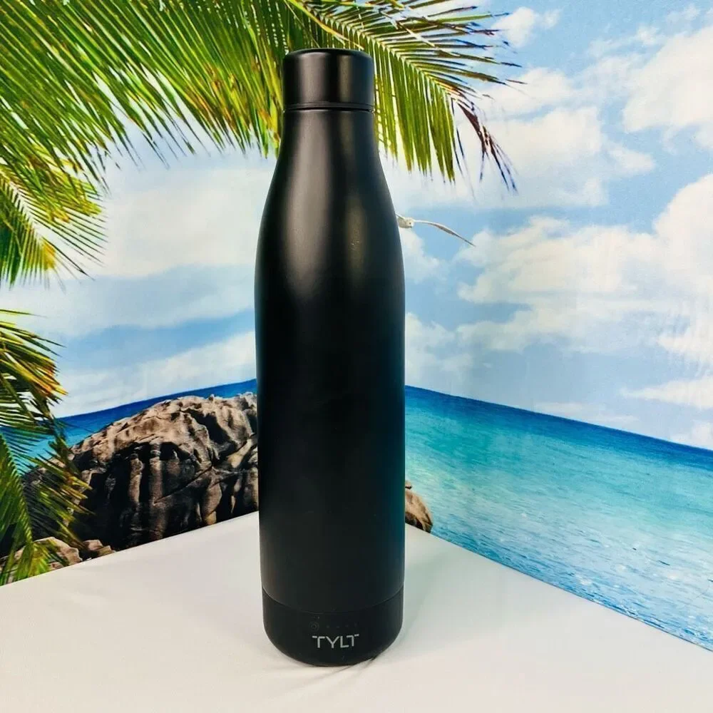 TYLT 19oz Smart Water Bottle with Built-In Power Bank Charger – Matte Black