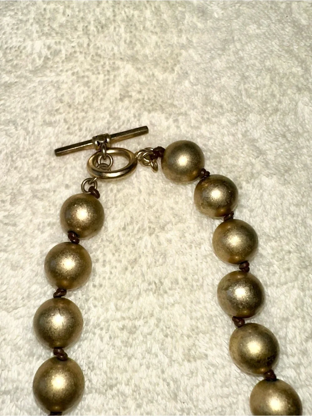 Set of 2 Vintage Ellen Tracy Gold Beaded Toggle Necklaces Layered Suede Y2K