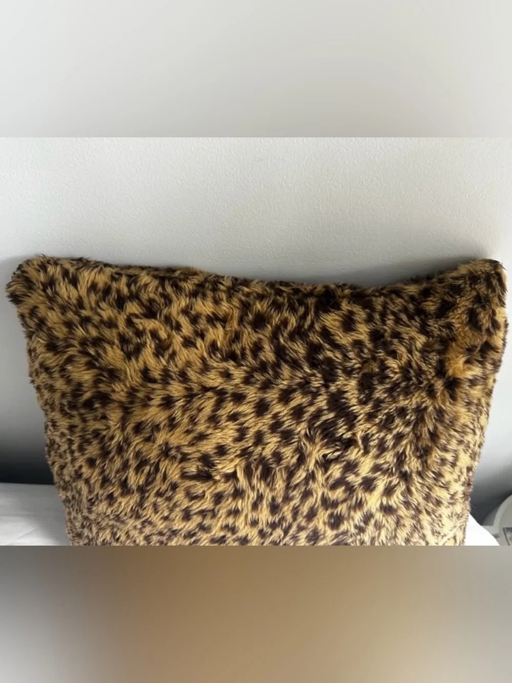 Urban Outfitters Leopard Print Brown Faux Fur Throw Pillow 17 1/3” x 14 1/2”