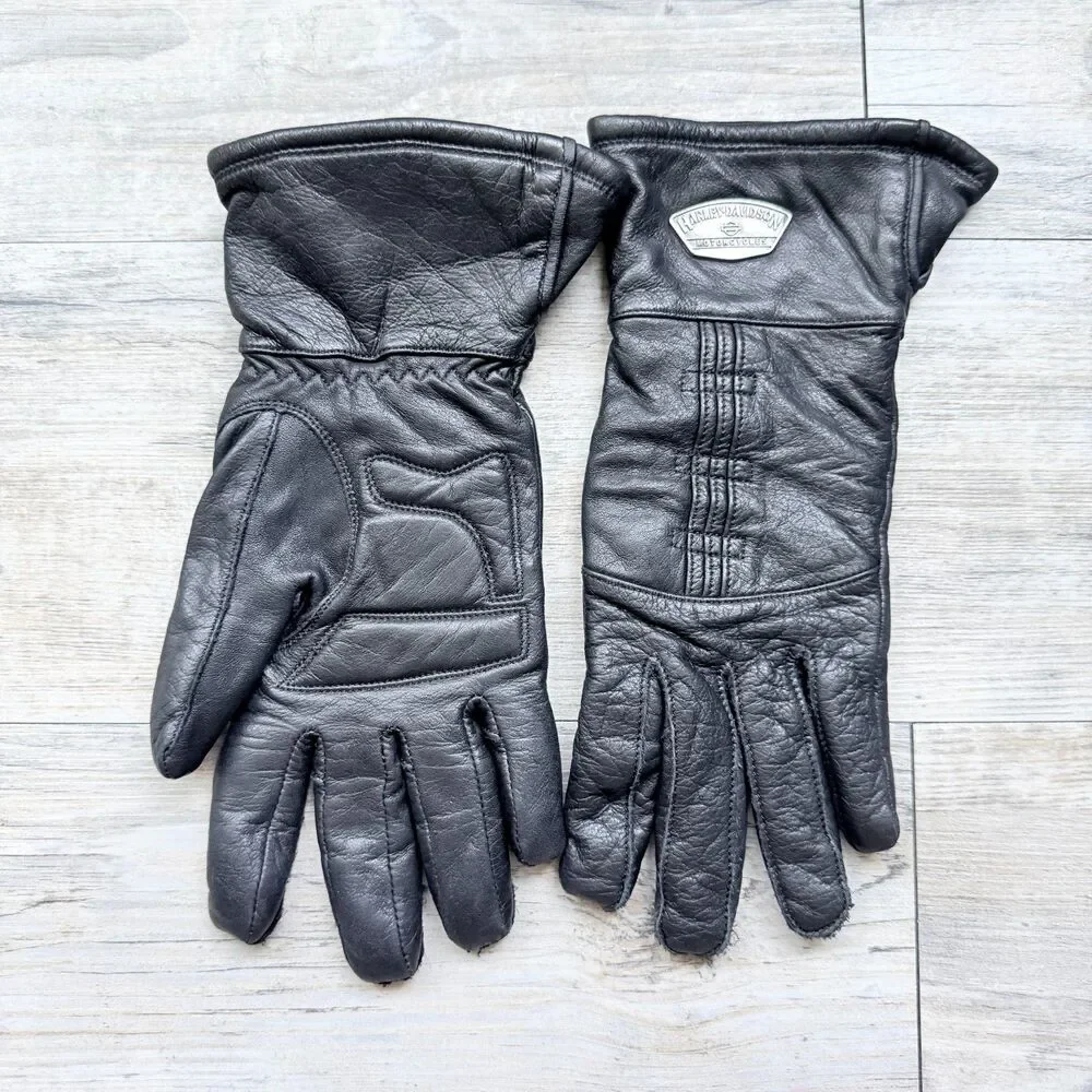 Harley-Davidson Genuine Leather Insulated Motorcycle Riding Gloves Black Small