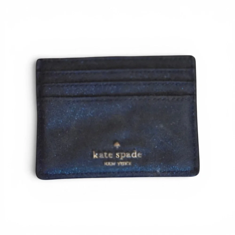 NWOT Kate Spade New York Black Glitter Slim Card Holder Wallet