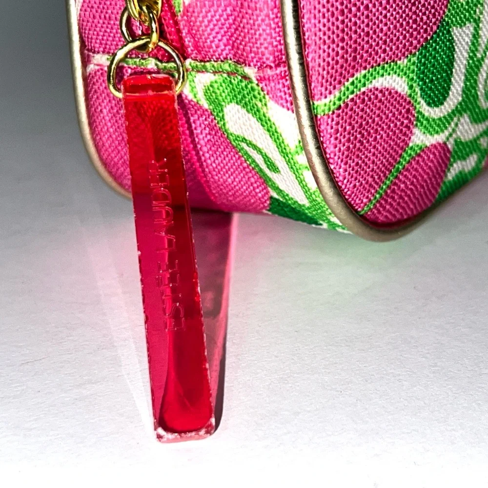 Lilly Pulitzer For Estee Lauder Pink and Green Floral Cosmetic Bag