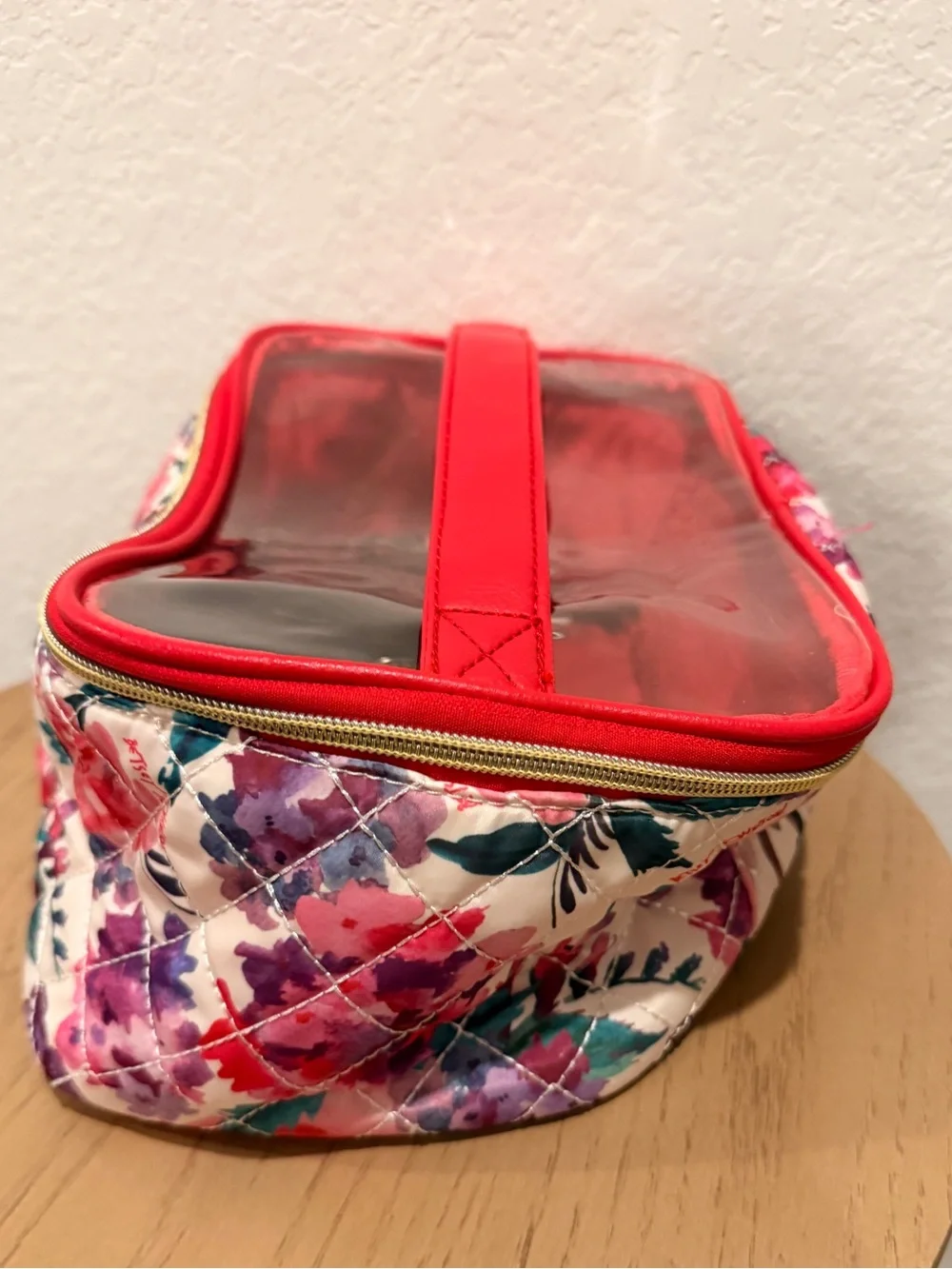 Betsey Johnson Floral Quilted Cosmetic Bag in Red, Pink, Purple, Teal