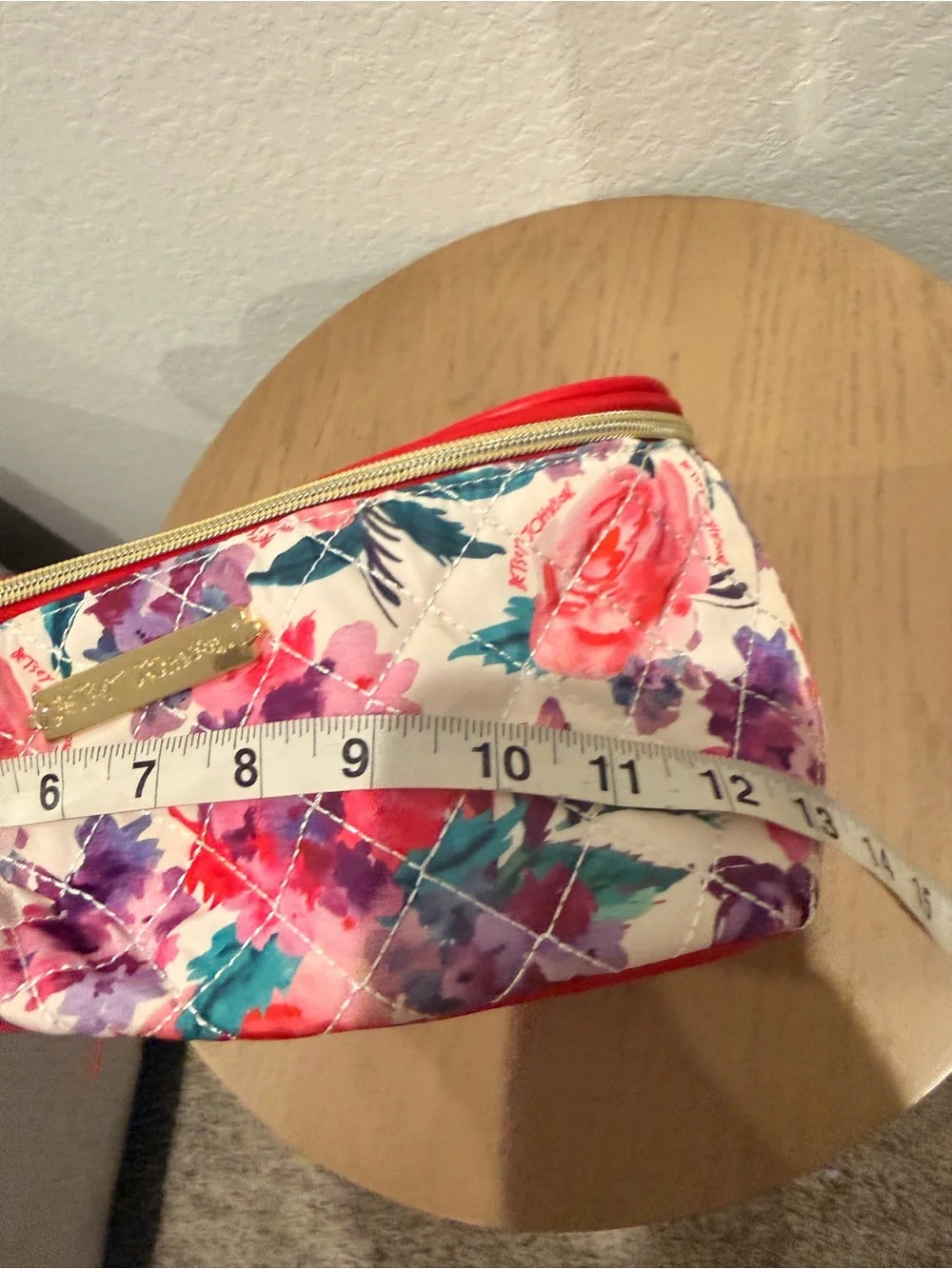 Betsey Johnson Floral Quilted Cosmetic Bag in Red, Pink, Purple, Teal