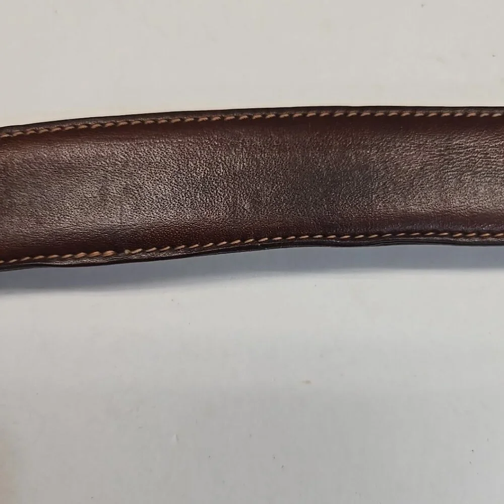 Trafalgar Cortina Brown Leather Belt Mens Size 38 USA Made Bos Indicus Kholmoger