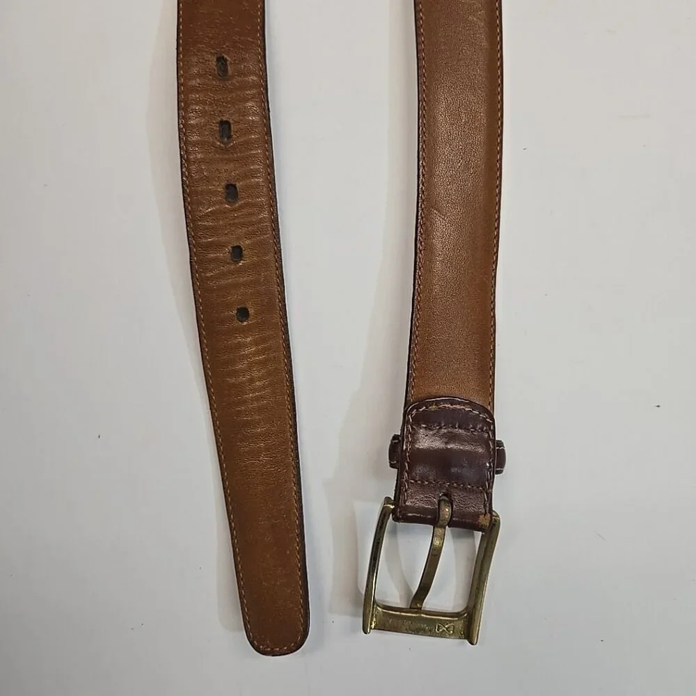 Trafalgar Cortina Brown Leather Belt Mens Size 38 USA Made Bos Indicus Kholmoger