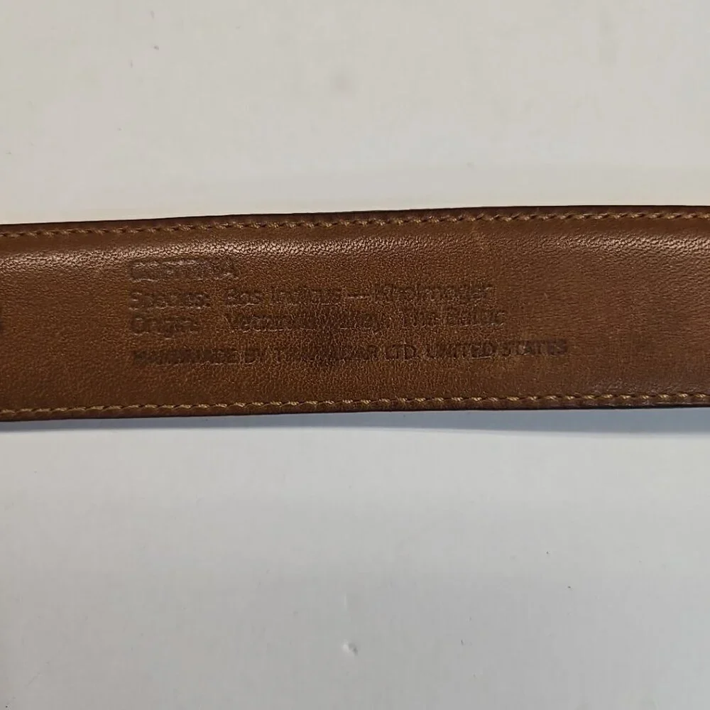 Trafalgar Cortina Brown Leather Belt Mens Size 38 USA Made Bos Indicus Kholmoger