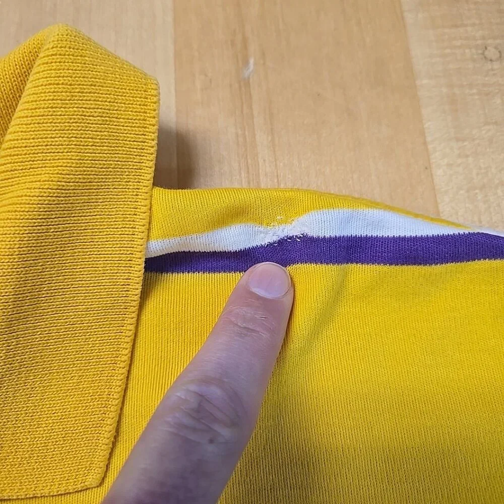 FLAW Vintage Polo Ralph Lauren Polo Shirt Mens Size XL Lakers Colors Made in USA