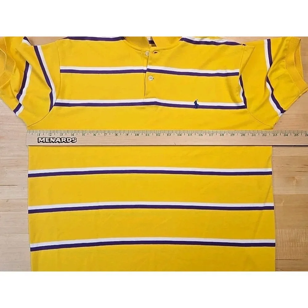 FLAW Vintage Polo Ralph Lauren Polo Shirt Mens Size XL Lakers Colors Made in USA
