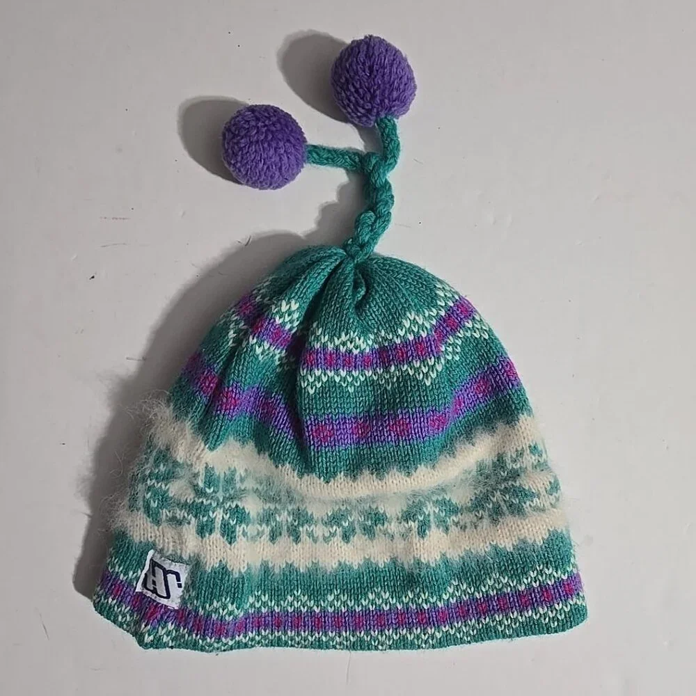VTG Murray Merkley Tassel Beanie Pure Virgin Wool Knit Ski Winter Hat Fuzzy