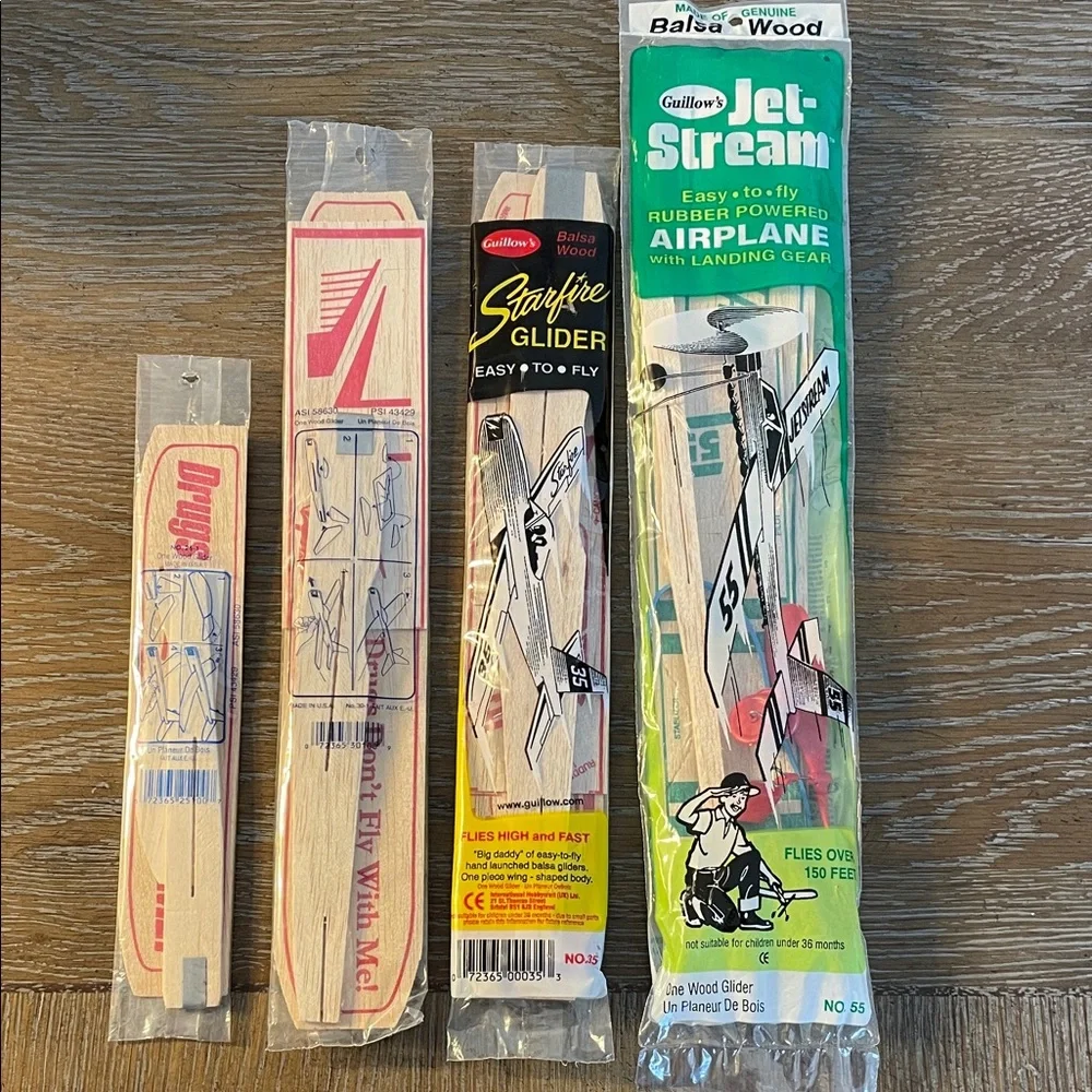 Balsa Wood Airplane Gliders- Set of 4