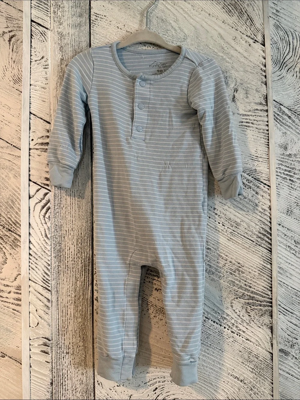 Carters Striped Long-Sleeve Baby One-Piece Romper - Light Gray