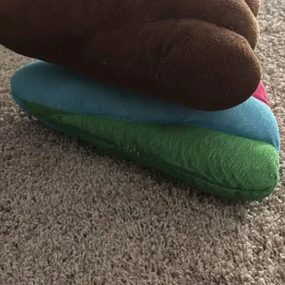 Two Poop Emoji Throw Pillows Rainbow and Brown 💩💩