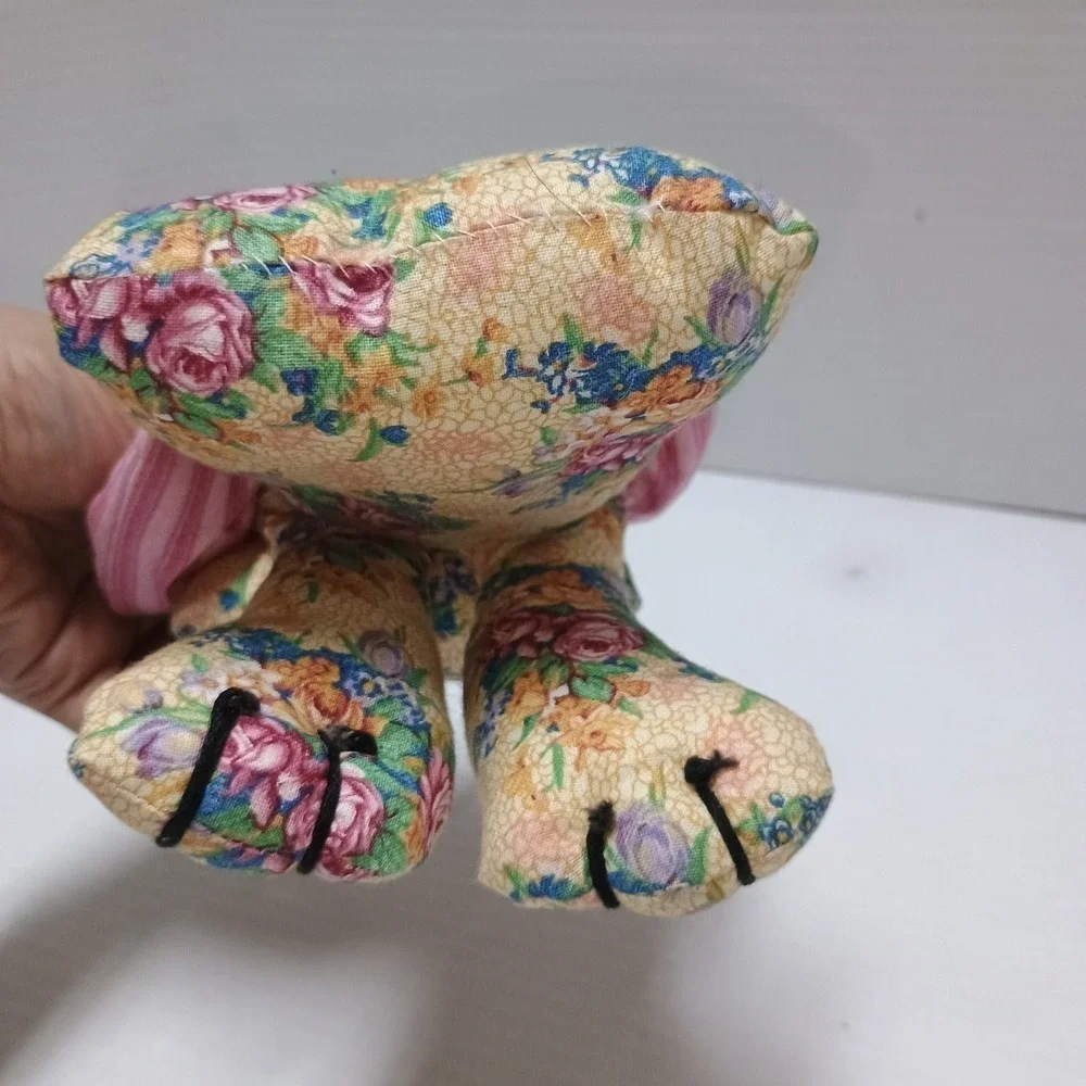 Handmade Fabric Plush Kitten Cat With Bow Shelf Sitter