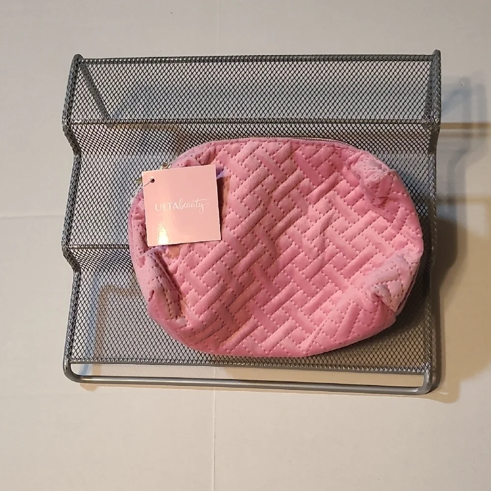 Ulta Beauty Pink Quilted Zippered Makeup Pouch NWT