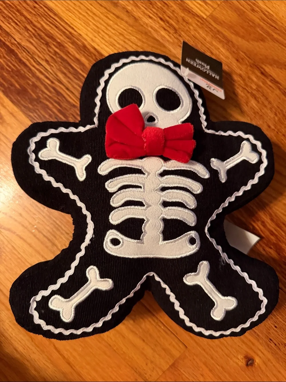 Skeleton Gingerbread Plush with Red Bow