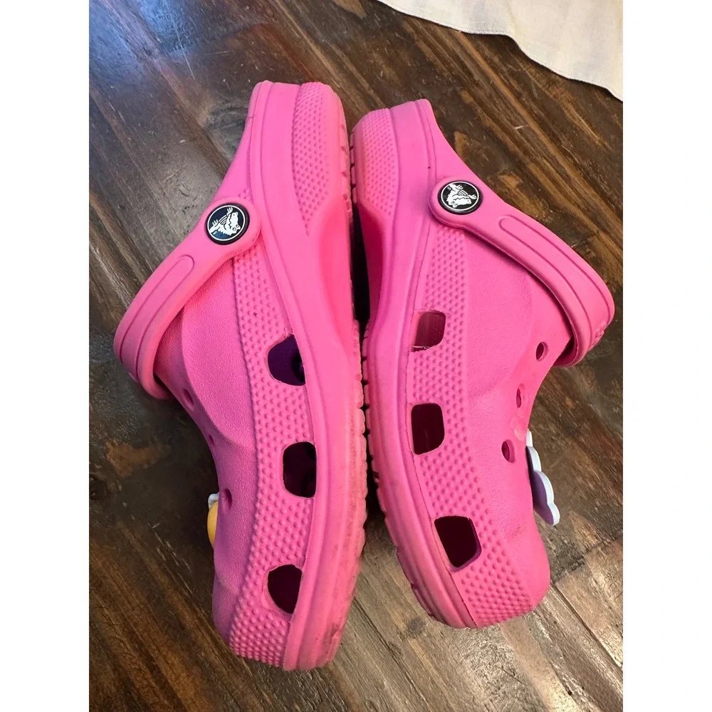 Crocs Kids Baya Clog Pink Celestial Moon Cloud Charms Size J2 Water Shoes Junior