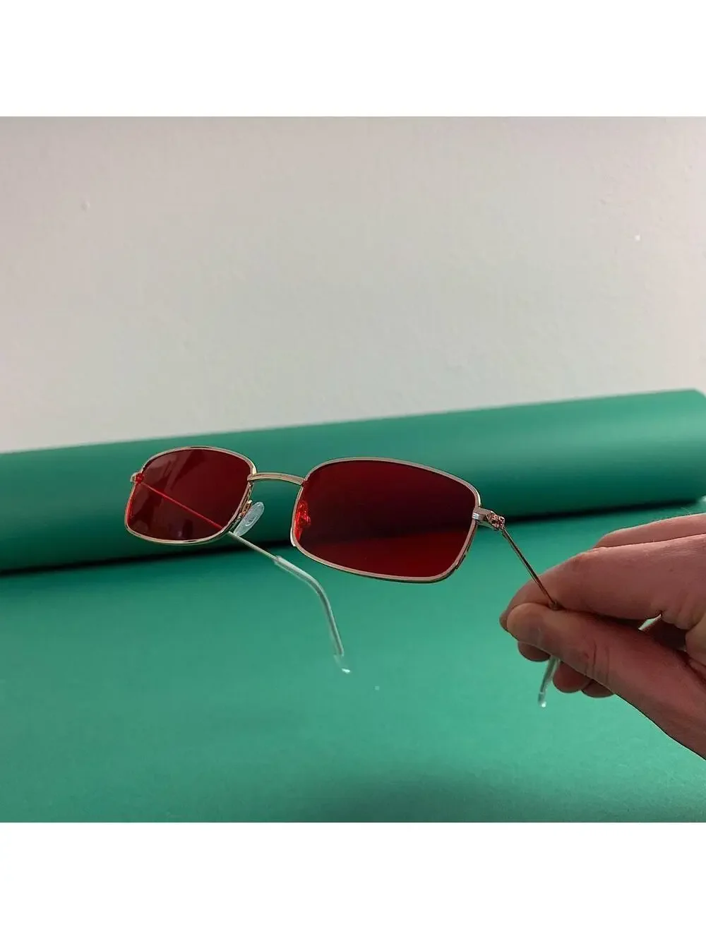Cyber Y2k 90s 2000s vintage unique slim style gold trim sunglasses. Gold trim