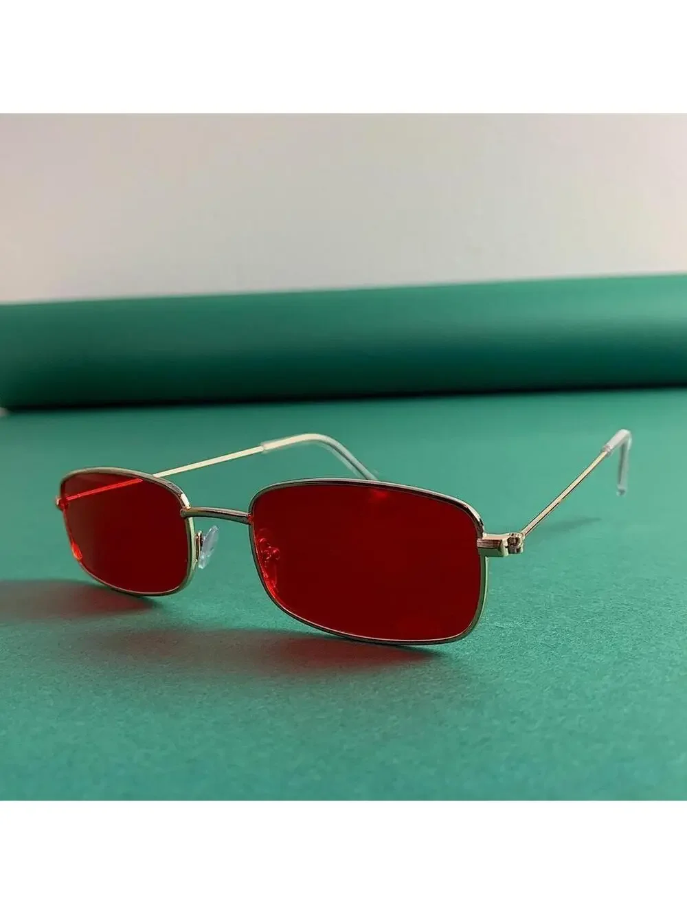 Cyber Y2k 90s 2000s vintage unique slim style gold trim sunglasses. Gold trim