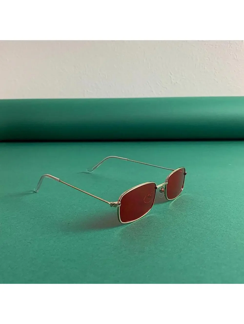Cyber Y2k 90s 2000s vintage unique slim style gold trim sunglasses. Gold trim