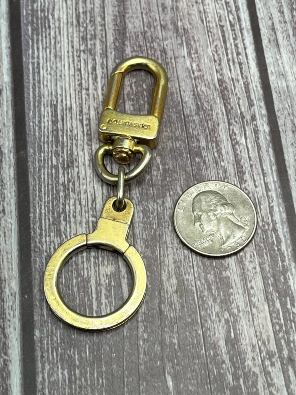 LOUIS VUITTON Anneau Cles Chain Strap Extender Charm Keyholder Key Ring Gold
