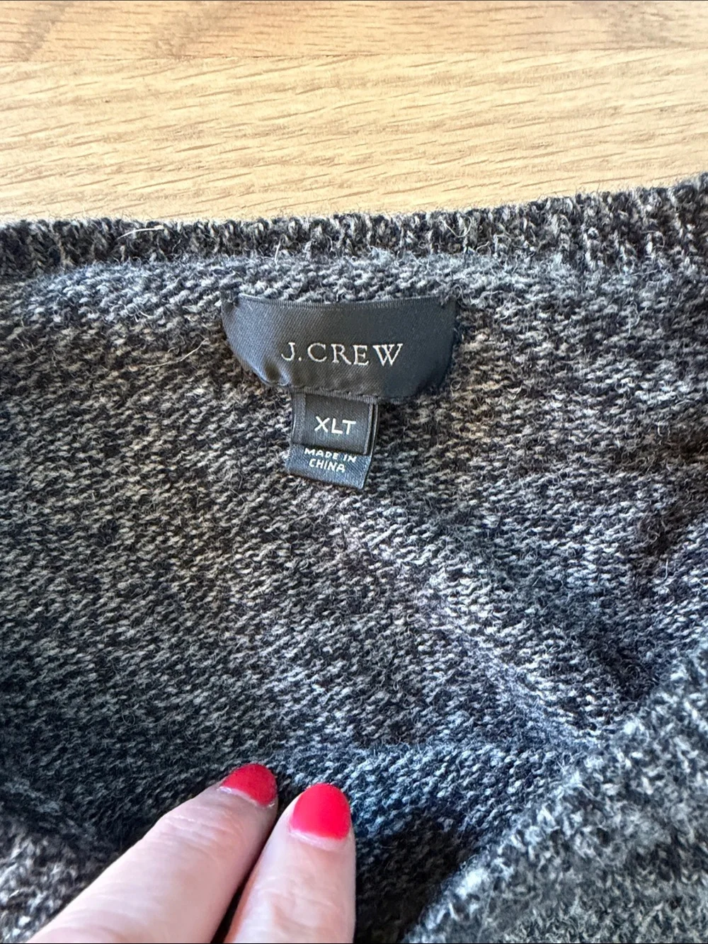 J.Crew 100% Lambswool Marled Crewneck Sweater Charcoal Gray XLT Tall