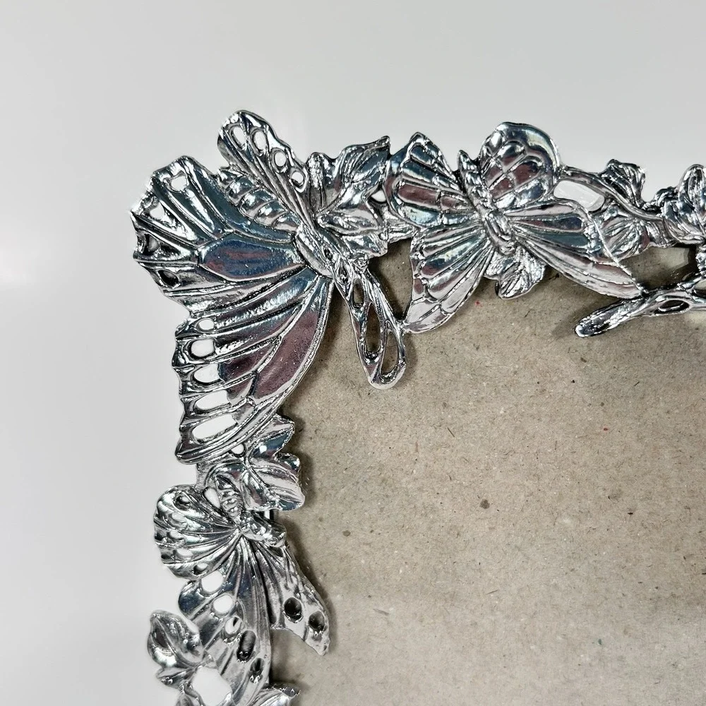 Arthur Court Pewter Silver Butterfly Rectangle Photo Picture Frame Dainty 6x7