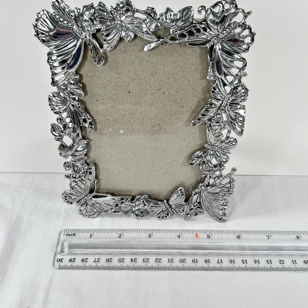 Arthur Court Pewter Silver Butterfly Rectangle Photo Picture Frame Dainty 6x7