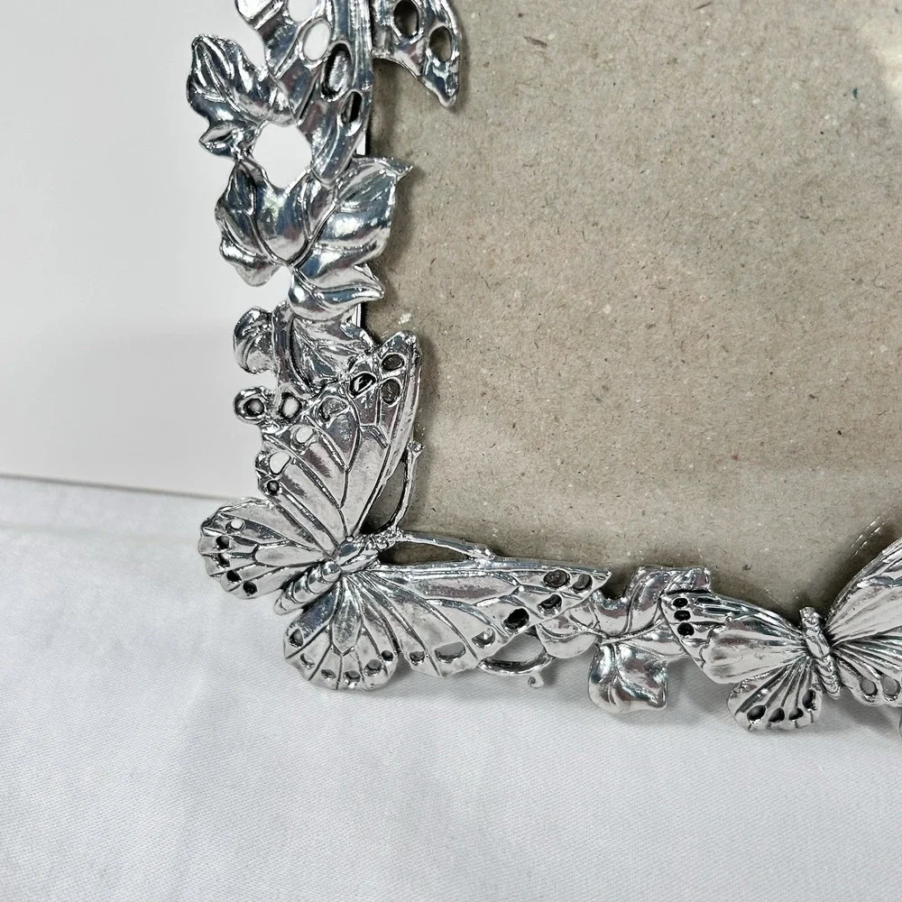 Arthur Court Pewter Silver Butterfly Rectangle Photo Picture Frame Dainty 6x7
