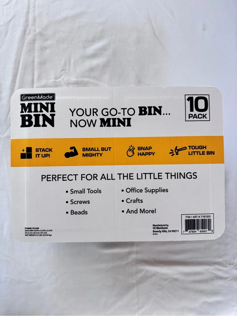 NWT GreenMade Mini Bin 10 Pack, Stackable Storage for Organizing