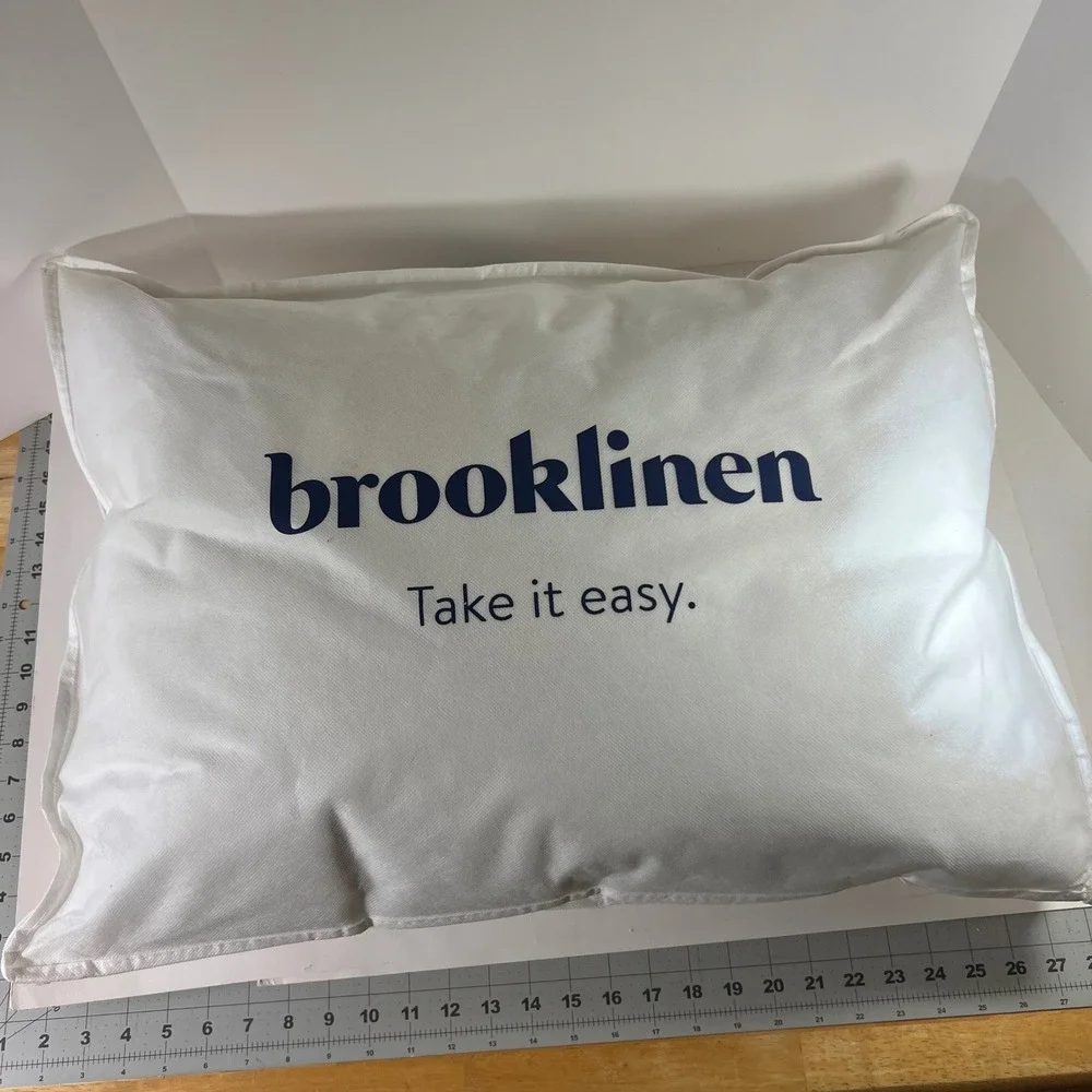 Brooklinen Standard Medium Down Pillow Canadian Fill Cotton Sateen Shell 28oz