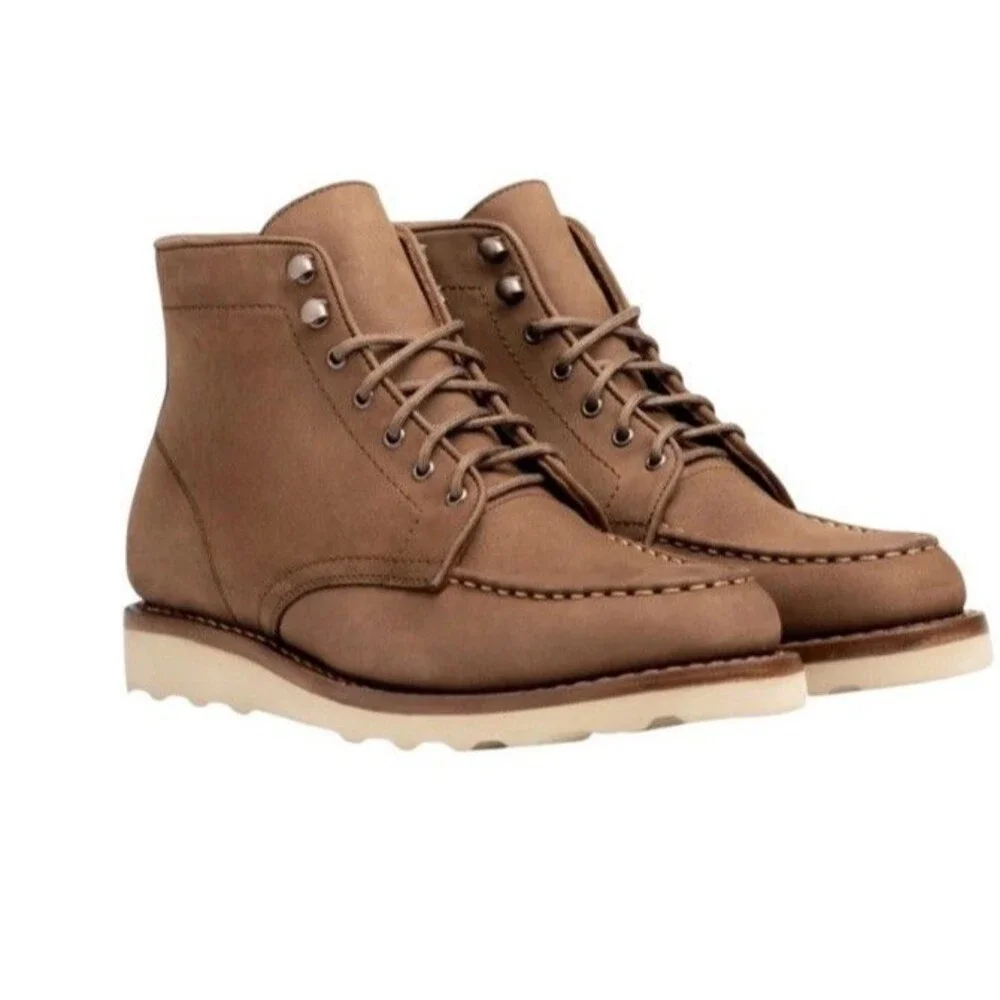 NEW Thursday Boot Co Diplomat Moc Toe Boots Mens 8.5 Brown Leather Vibram Wedge