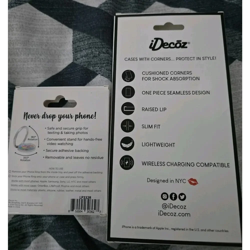 iDecoz Leopard Print iPhone XS Max Case & Matching Phone Ring Grip Stand Set NEW