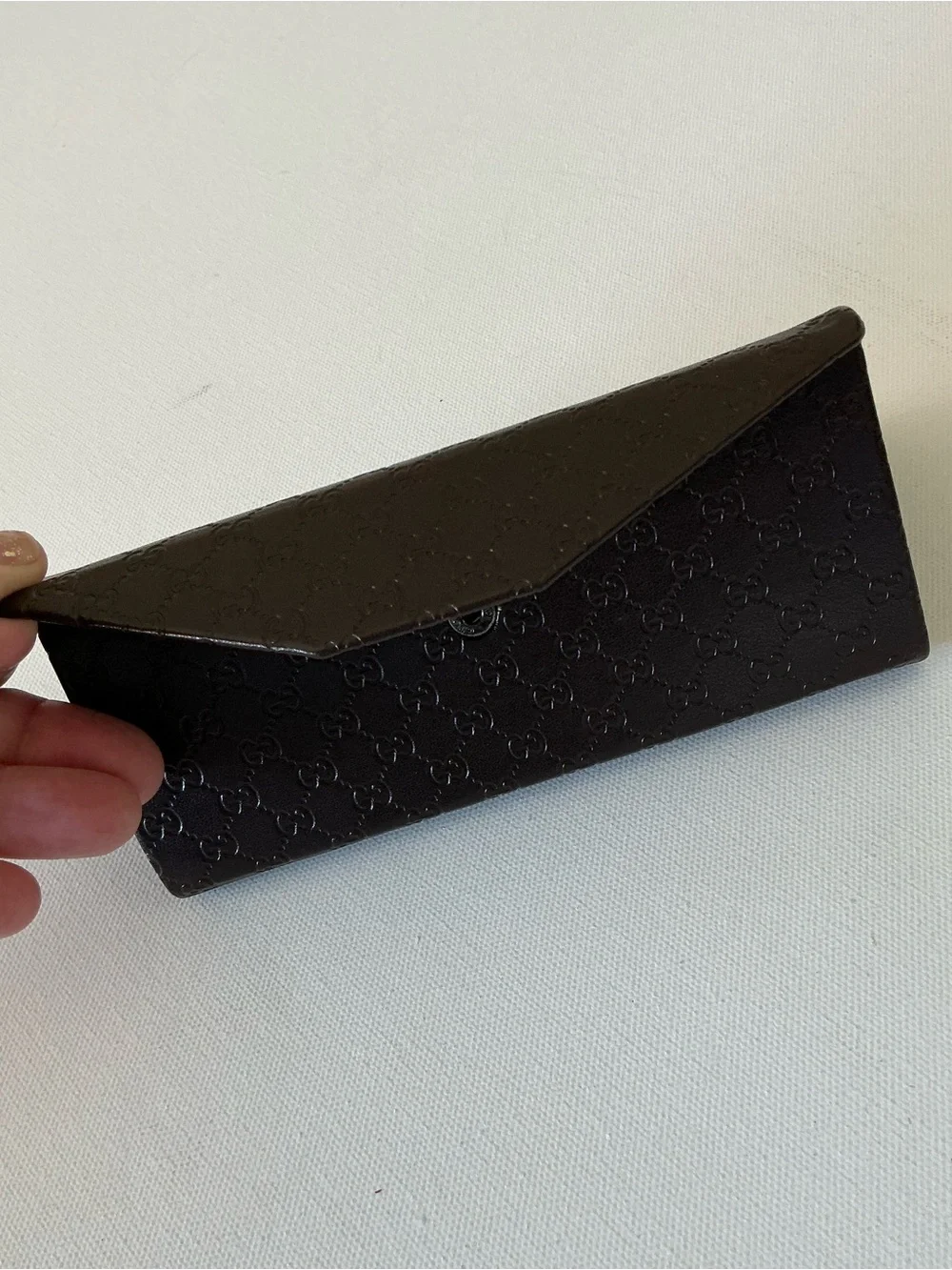 Gucci Brown Micro GG Embossed Folding Eyeglasses Sunglasses Hard Case