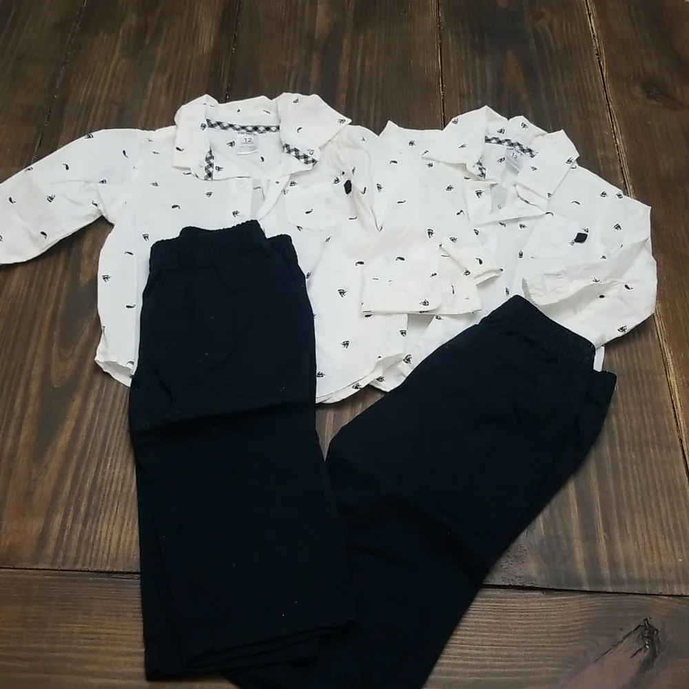 Carter's Sailboat Matching Twin Outfits 12 Months