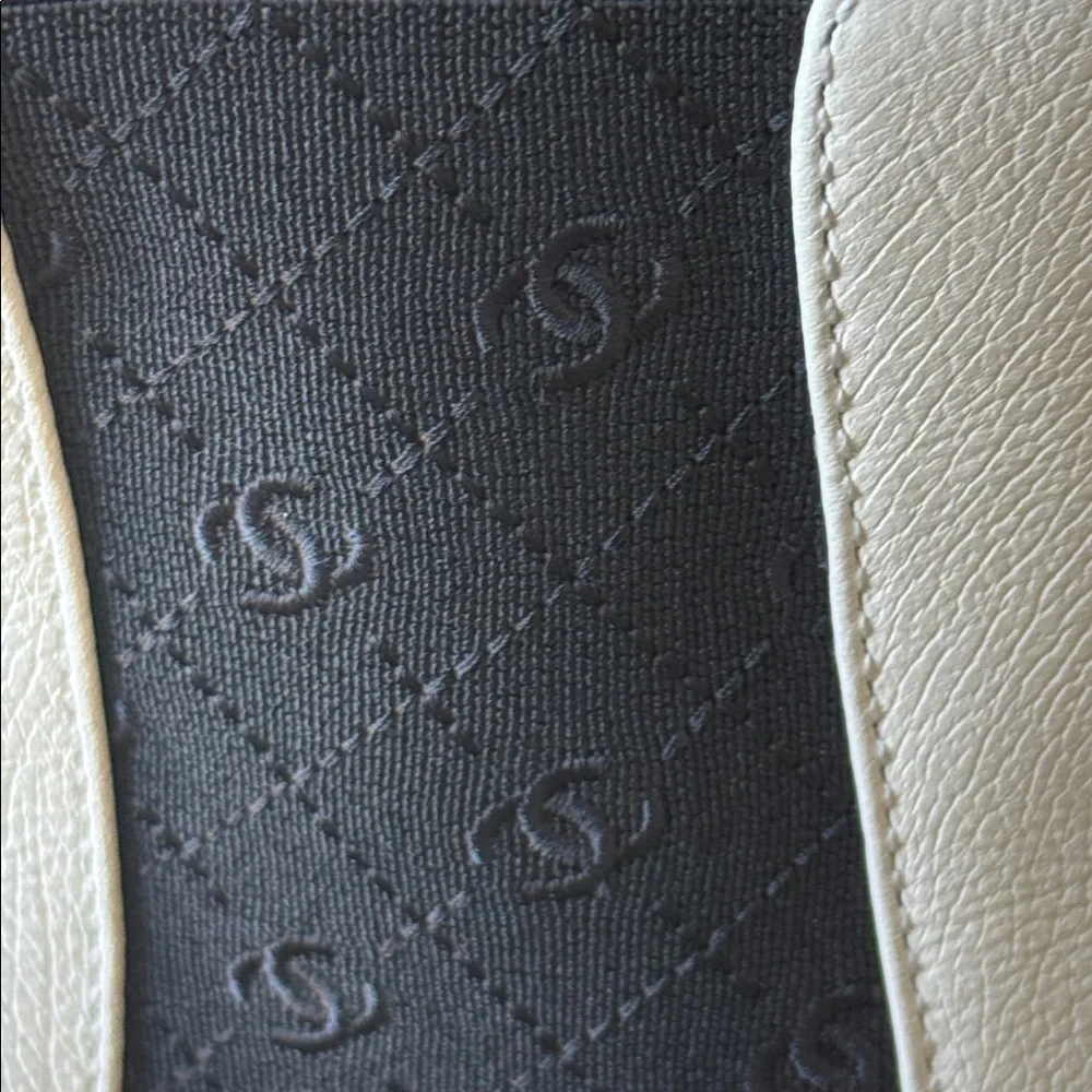 Chanel 24b short boots Chelsea white black patent cap toe logo booties sz 40.5