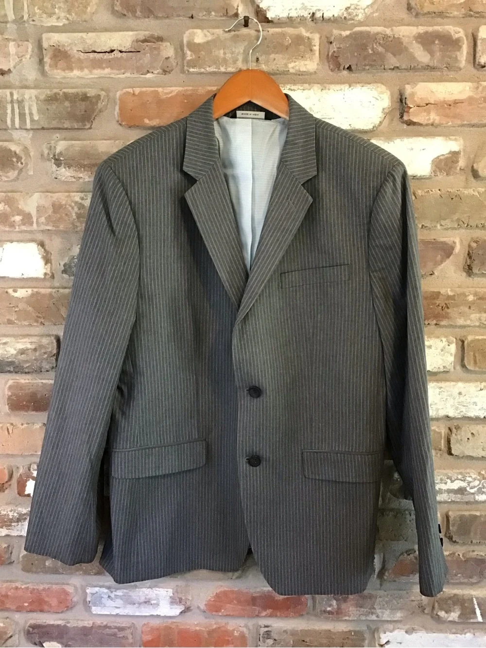 Banana Republic Men's Gray Pinstripe Tailored Slim Fit Blazer 42R