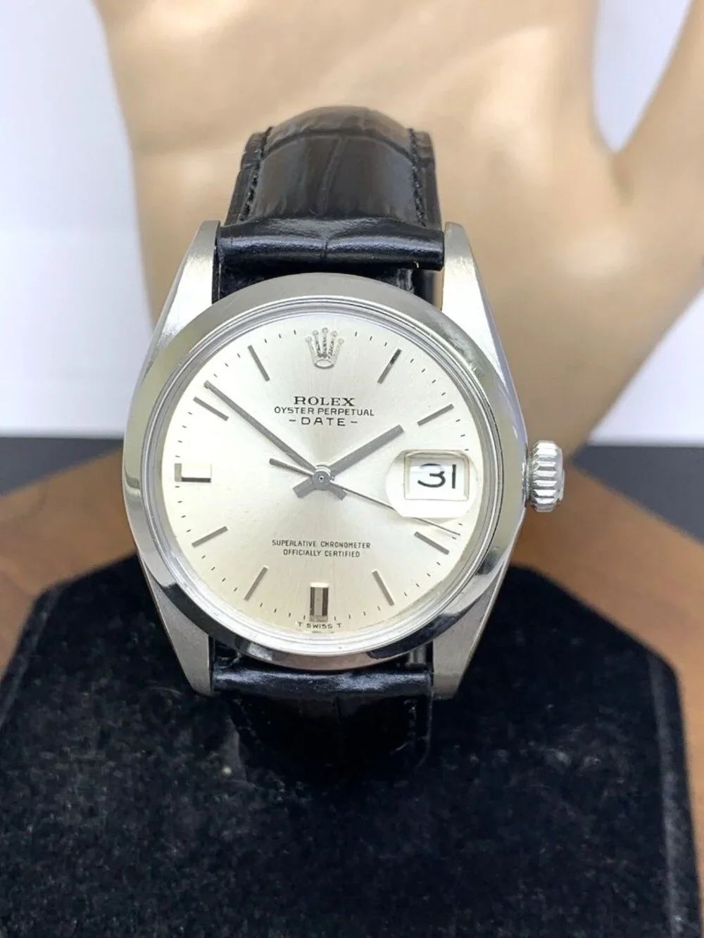 Rolex Oyster Perpetual Date 1500 Men's Watch Swiss Automatic 1969 Silver Dial