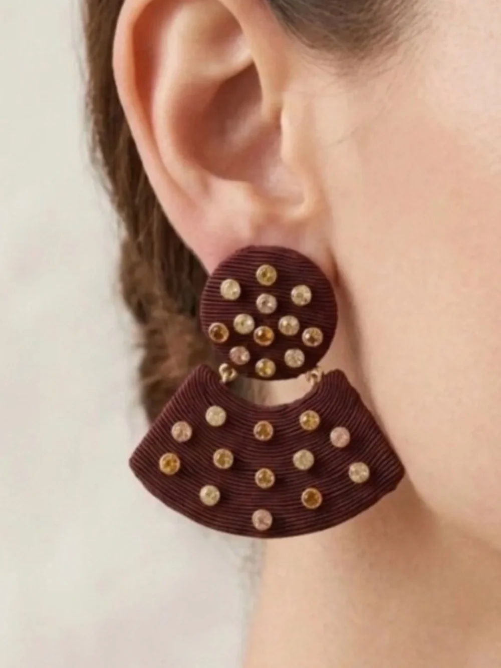 Tuckernuck Brown Gemstone Meritt Statement Fan Drop Earring NWT Bohemian Jewelry