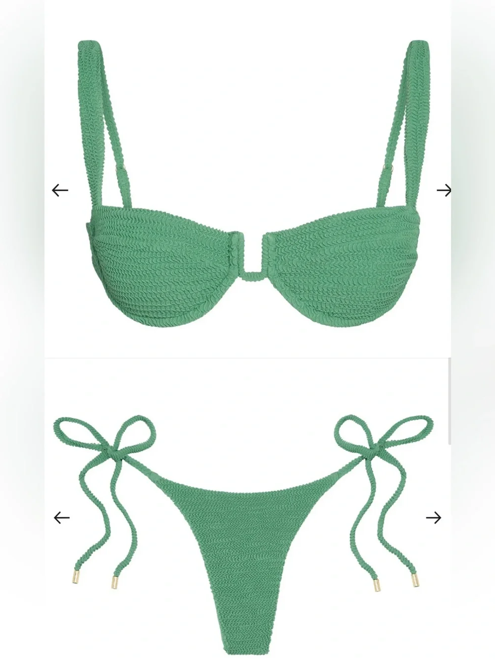 Monday Swimwear Cala Roja Top (P) + Palma Bottom (S) Set in Pond Crinkle