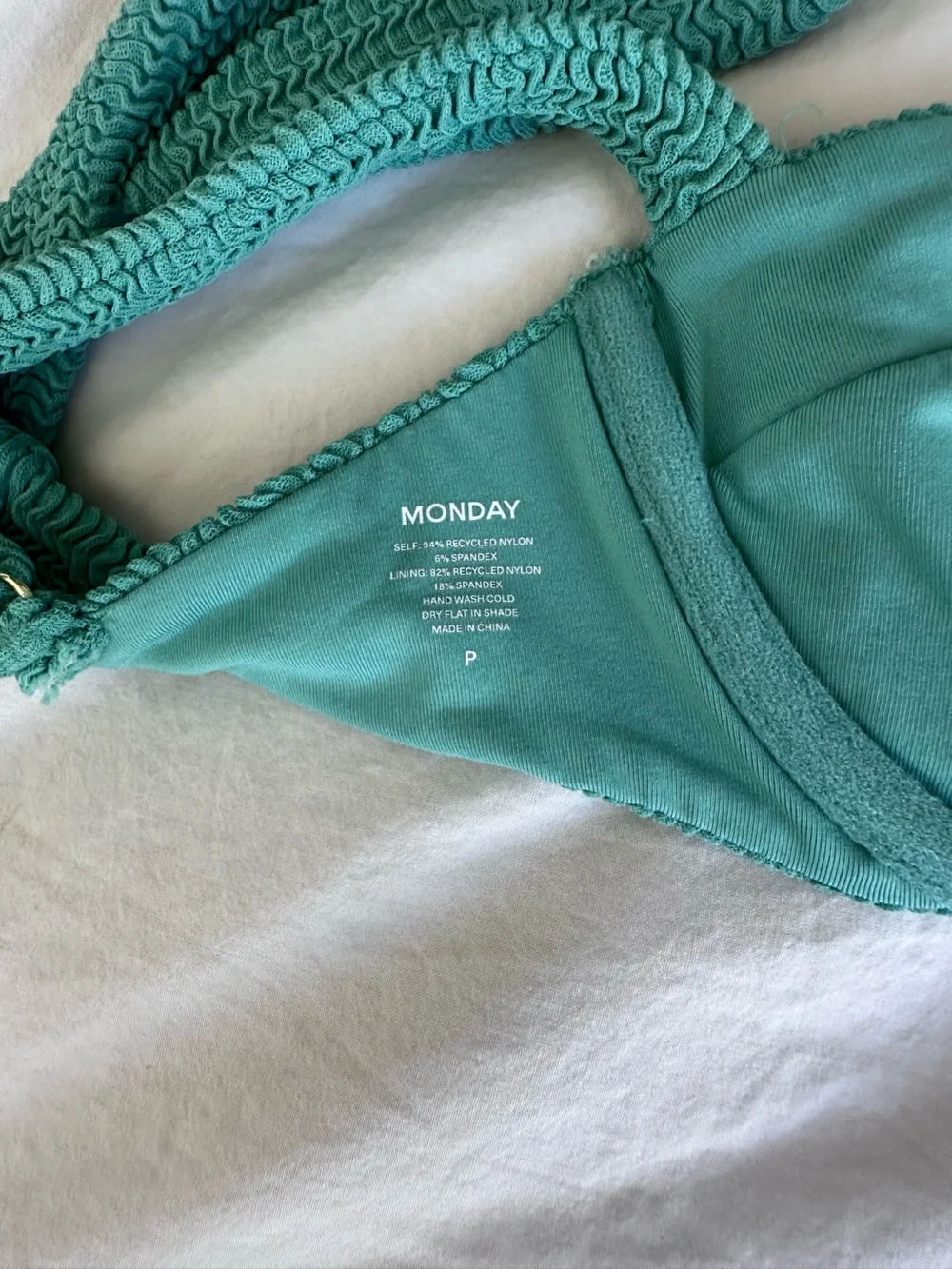Monday Swimwear Cala Roja Top (P) + Palma Bottom (S) Set in Pond Crinkle