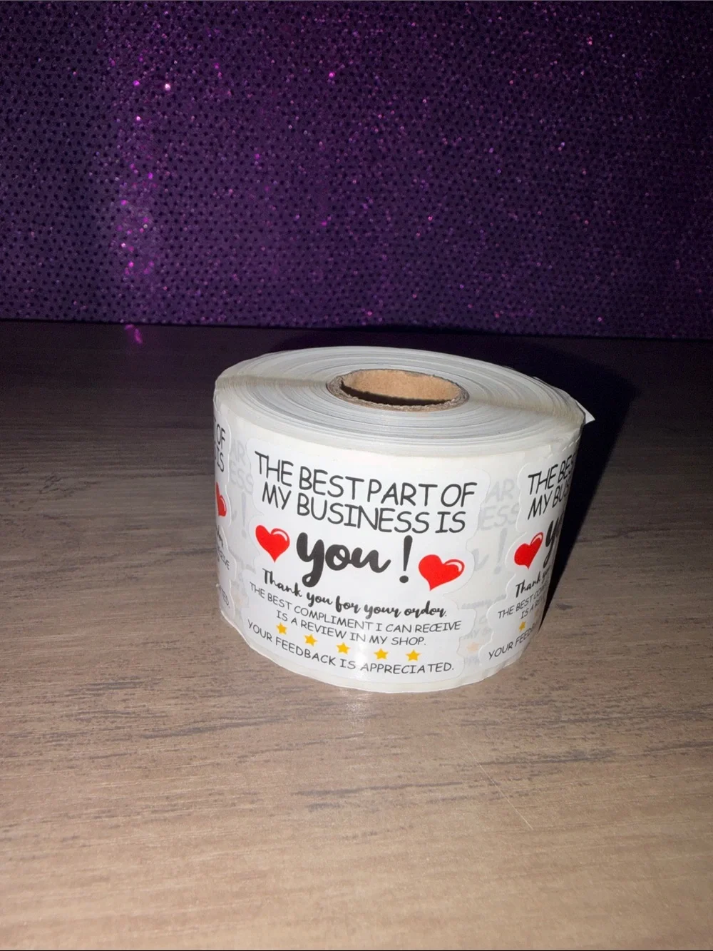 500 Thank You Sticker Roll White Labels Red Hearts Packaging Shipping Supplie