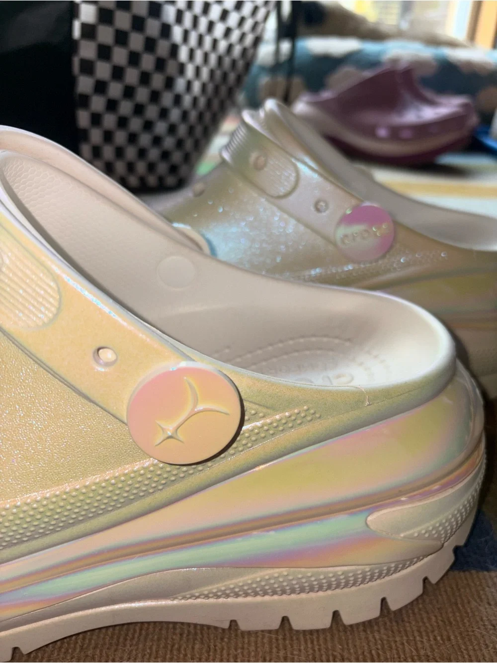 CROCS white iridescent