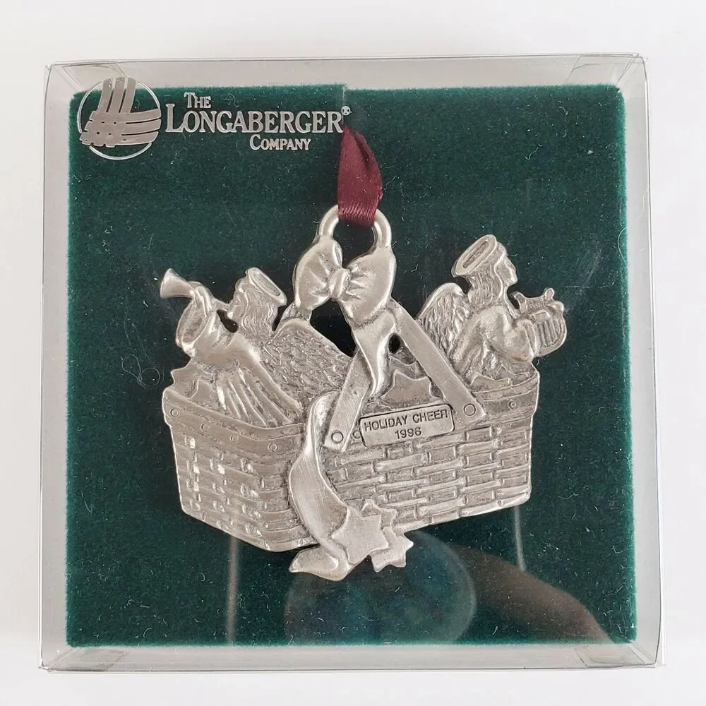 Longaberger Basket Ornaments Holiday Cheer 1996 Pewter Christmas Angels Star